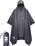 SaphiRose Extra Thick Hooded Rain Poncho Double Layer Waterproof Raincoat Jacket for Men Women Adults