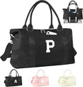Initial Travel Duffel Bag Sports Gym Bag for Boys Teen Birthday Gifts,Black Personalized Weekender Bag Carry On Tote Bags for Men,Waterproof Overnight Luggage Bag Airplane Travel Essentials(Letter P)