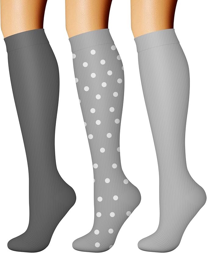 CHARMKING Compression Socks for Women & Men Circulation (3 Pairs) 15-20 mmHg is Best Support for Athletic Running Cycling