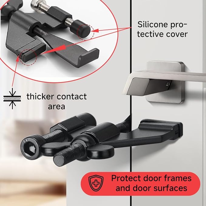 Portable Alarm Door Stopper for Additional Safety in Hotel,Apartment and Bedroom,Removable Bottom Door Jammer Device,Anti Theft Extra Security Lock Kit for Travel. (Normal Stopper&Lock)