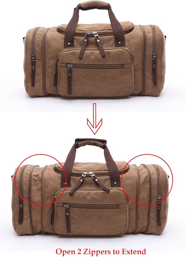 Duffle Bag for Travel, Large Canvas Duffel Bag for Travelling Overnight Weekender Bag Carry On Bag for Men Women Black