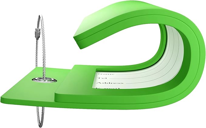 Gostwo 2 Pack Luggage Tags for Suitcases, 26 Initial Letter Travel Luggage Baggage Identification Labels ID Tag Fully Bendable Tags with Stainless Steel Loop (Green) (Letter C)