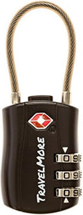 TSA Approved Travel Combination Cable Luggage Locks for Suitcases & Backpacks - 1 Pack of Black TSA Lock