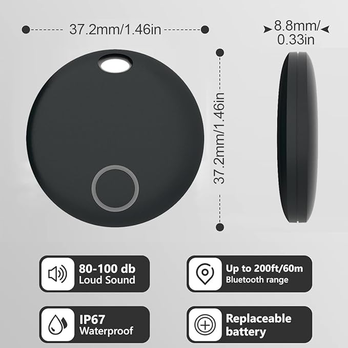 Air Tracker Tags 4 Pack Luggage Tracker Works with Find My (iOS only), Key Tracker, Wallet, Suitcase,Bicycle and More, Replaceable Battery, IP67 Waterproof