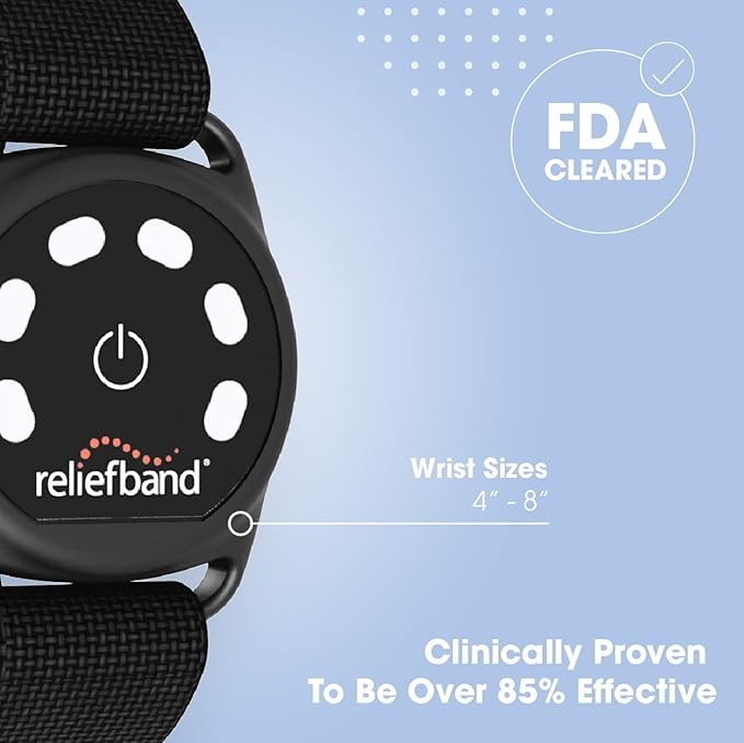 Reliefband New Sport Anti-Nausea Wristband | Waterproof | Nausea & Vomiting Relief for Motion Sickness, & Morning Sickness | Drug & Side Effect Free, Long Lasting, Fast-Acting (Grey, 1 Extra Gel Tube)