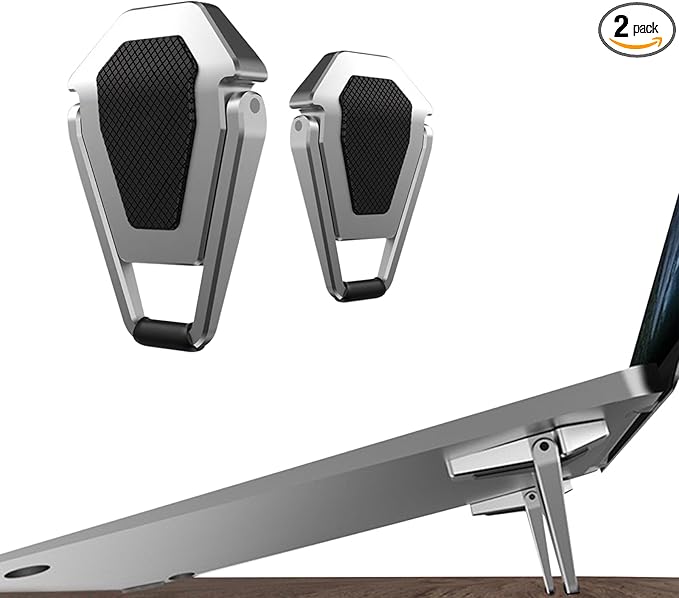 Laptop Stand Portable,Zinc Alloy Laptop Mini Stand,Laptop Riser Invisible,Ergonomic Laptop Stand Cooling Suitable for 12-20 Inches Laptop.（Silver-2pieces）