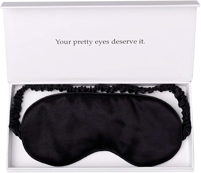 Silk Sleep Mask Light Blocking Luxury 100% Mulberry 19mm Silk Eye Mask Eye Cover Blindfold Ultra Soft Light & Comfy Anti Aging Skin Care with Travel Bag Gift Package