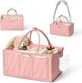 Diaper Caddy Organizer for Baby Essentials – Soft Blush Pink Storage Basket with Compartments, Shoulder Strap & Stroller Hooks – All-in-One Multifunctional Diaper Storage Tote for Nursery & Car
