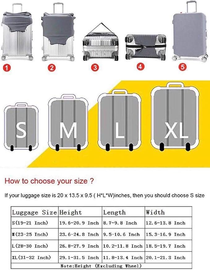 7-Mi Travel Luggage Cover Protector, Washable Suitcase Protector Anti-scratch Spandex Baggage Covers Fits 31-32 Inch Luggage