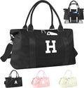 Initial Travel Duffel Bag Sports Gym Bag for Boys Teen Birthday Gifts,Black Personalized Weekender Bag Carry On Tote Bags for Men,Waterproof Overnight Luggage Bag Airplane Travel Essentials(Letter H)
