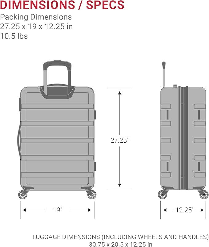 SwissGear 7366 Hardside Expandable Luggage with Spinner Wheels, White, Checked-Large 27-Inch