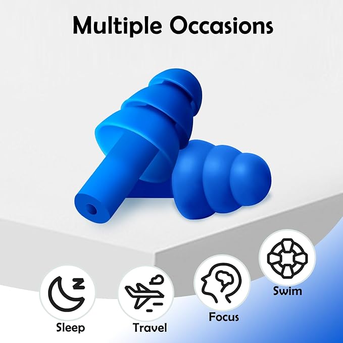 100 Pairs Ear Plugs for Sleeping Noise Cancelling, Reusable Silicone Sound Blocking Earplugs, Waterproof Noise Reduction Ear Plugs for Shooting, Swimming, Concerts, Snoring
