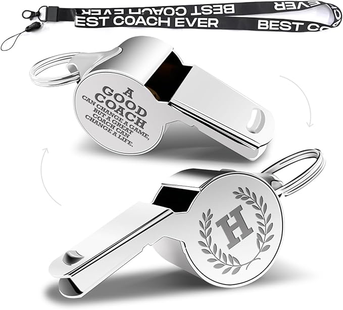 Letters Coach Gifts, Whistle for Coaches, Whistle Emergency, Thank You Coach Gifts, Coaches Whistle with Lanyard Cheer Coach Gift for Men Women Teachers Referees School Sports Coach Outdoor, Letter H