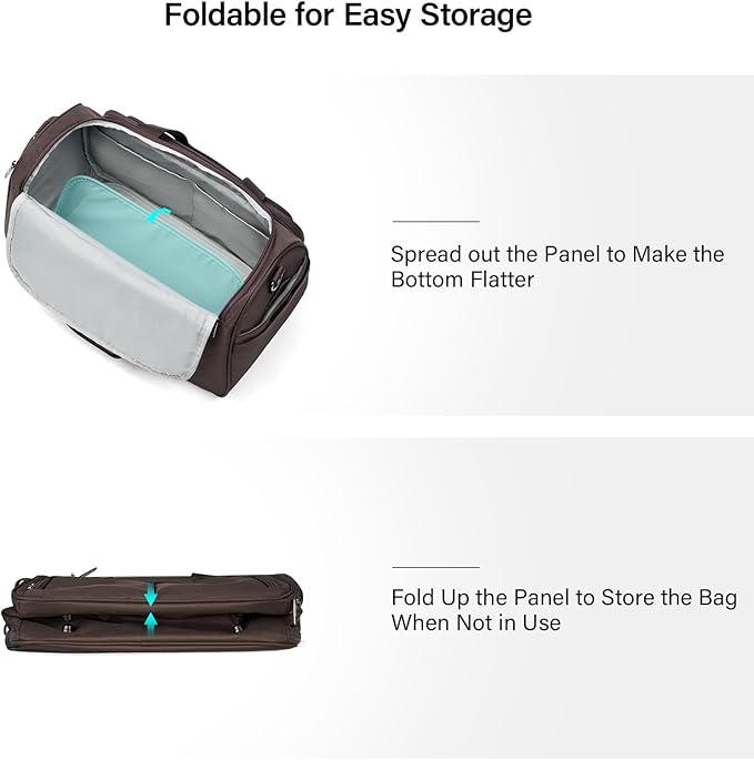 Hanke Underseat Carry On luggage Bags for Travel, Foldable Travel Bags for Women, Soft Lightweight Personal Item Travel Bag Small Carry On Bags for Airplanes, Travel Tote Bags for Women Men.（Coffee）
