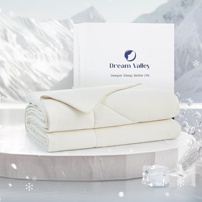 Dream Valley® Outlast® Deepsleep Cooling Comforter, King Size, NASA-Grade Space Technology Cooling Blanket for Hot Sleepers Night Sweats, Q-Max > 0.45 Aerocool™ Breathable Ivory, 106"x90"
