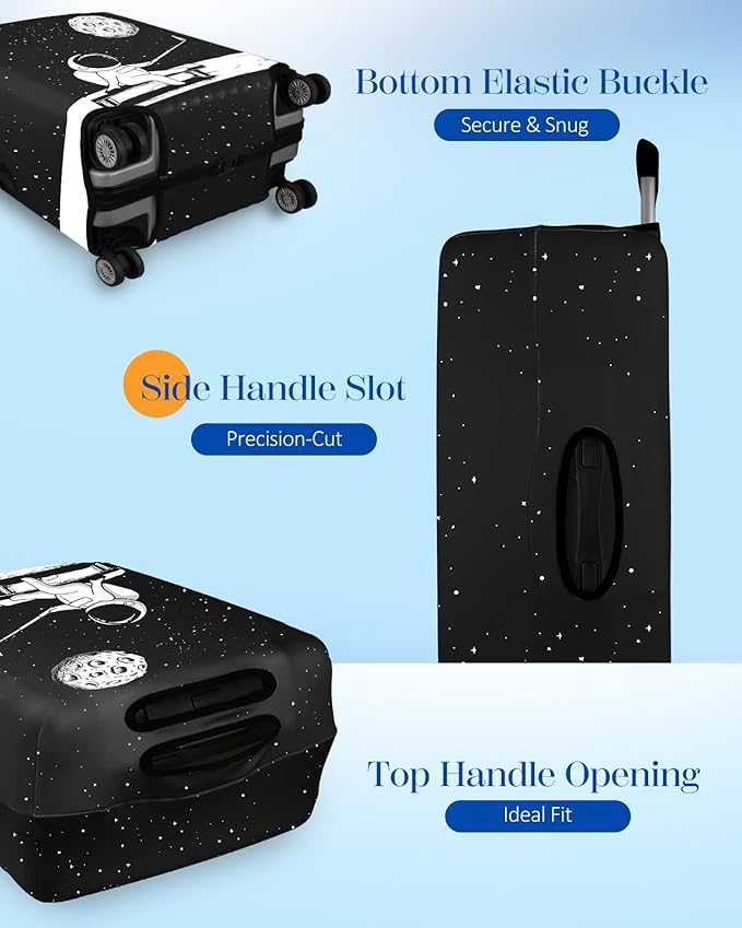 Slohif Luggage Cover for Suitcase Tsa Approved Protector - Luggage Sleeve Large Suit Case Cover Travel Stretch Baggage Case Protective Washable Fit 31-32 Inch Astronaut XL