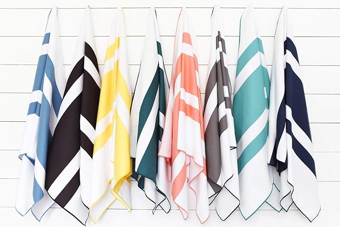 Gray Microfiber Beach Towel by Laguna Beach Textile Co - Sand Free, Light Weight Striped Pool Towel - Perfect for Yoga, Gym, Beach, Pool - Extra Large, 35" x 75" - Quarry Gray