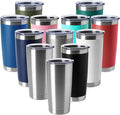HASLE OUTFITTERS 20oz Tumblers Stainless Steel Mugs with Lid Double Wall Vacuum Insulated Coffee Cups for Cold & Hot Drinks (20oz-Mix, 12 Pack)