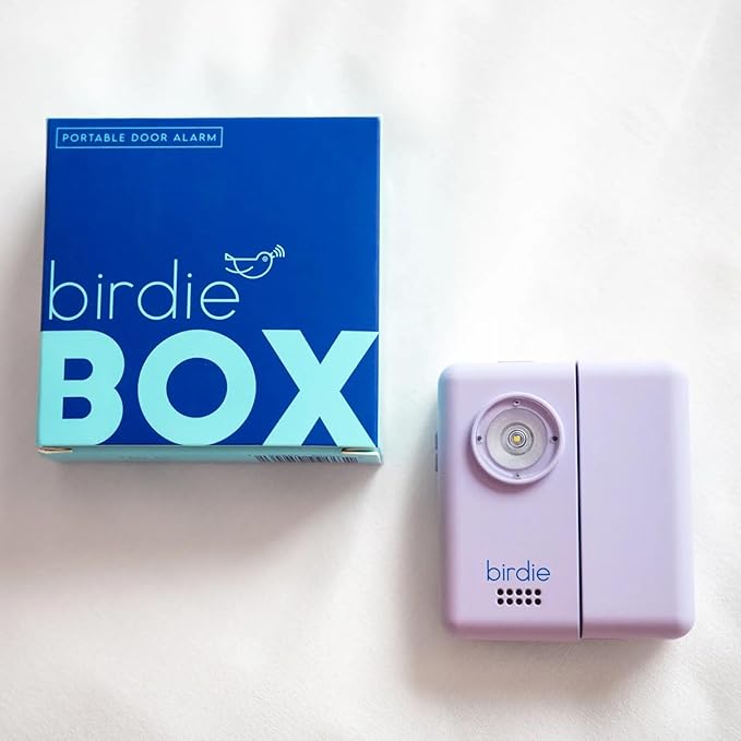 She's Birdie - The Original Personal Safety Door Alarm for Travel, at Home, or Window Security - Portable, Loud Siren, Flashing Light Alert + Built in Flashlight, Rechargeable, Rental Safe (Coconut)
