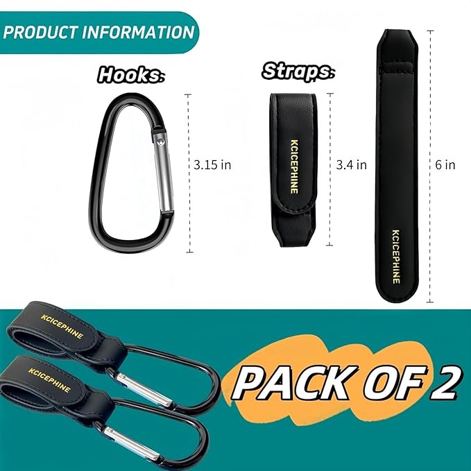 4Pack Universal Baby Stroller Hooks Clips for Hanging Bags and Shopping,Convenient Stroller Straps Accessories Perfect for Uppababy, Babyzen Yoyo, Britax, Bugaboo, Bob, Buggy, Shopping Cart（Black）