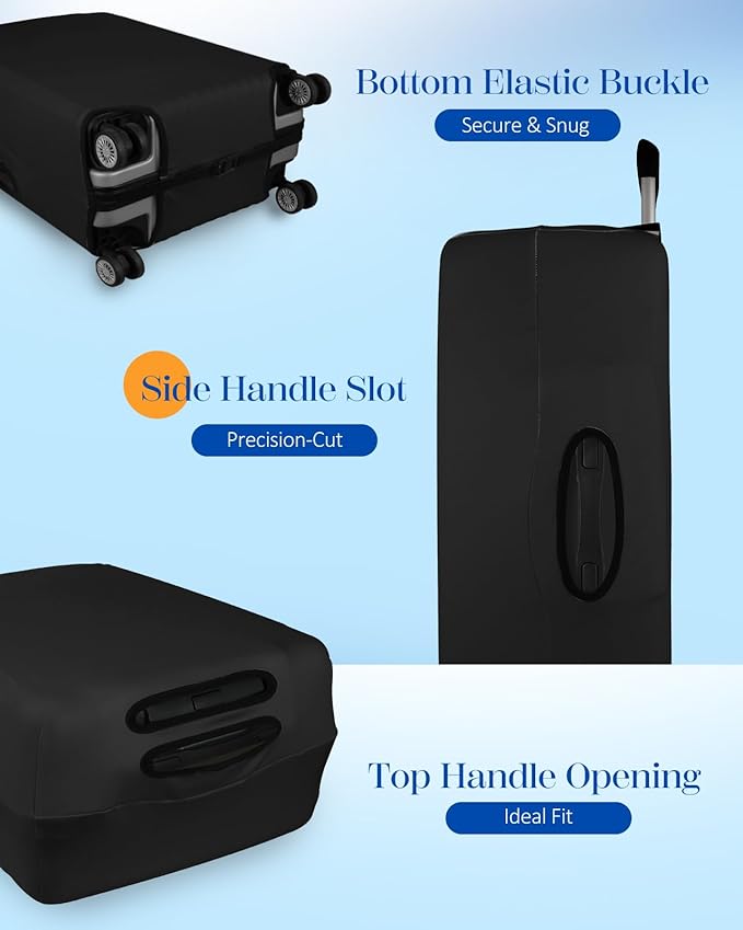 Slohif Luggage Cover for Suitcase Tsa Approved Protector - Luggage Sleeve Suit Case Cover Travel Stretch Large Baggage Case Protective Washable Fit 30-32 Inch Black
