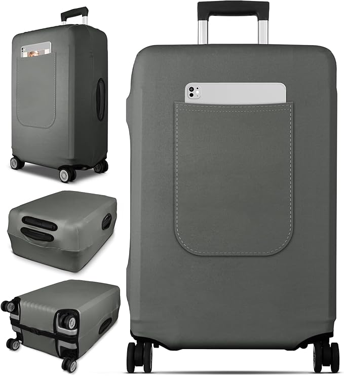 Slohif Luggage Cover for Suitcase Tsa Approved Protector - Luggage Sleeve Suit Case Cover Travel Stretch Large Baggage Case Protective Washable Fit 26-28 Inch Gray