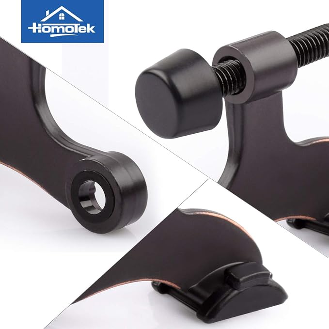 HOMOTEK 2 Pack Hinge Pin Oil Rubbed Bronze Door Stopper,Adjustable Deluxe Heavy Duty Door Stopper 2-1/2"x1-3/4”,with Black Rubber Bumper Tips