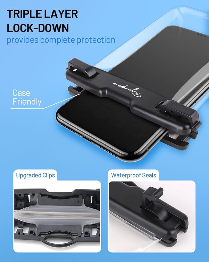Waterproof Phone Pouch Bag - 7.5in Water Proof Cell Phone Case for Beach Travel Must Haves, Waterproof Phone Holder with Lanyard for iPhone 16 15 Pro Max Galaxy S24+ S23 Pixel 8a, Cruise Essentials