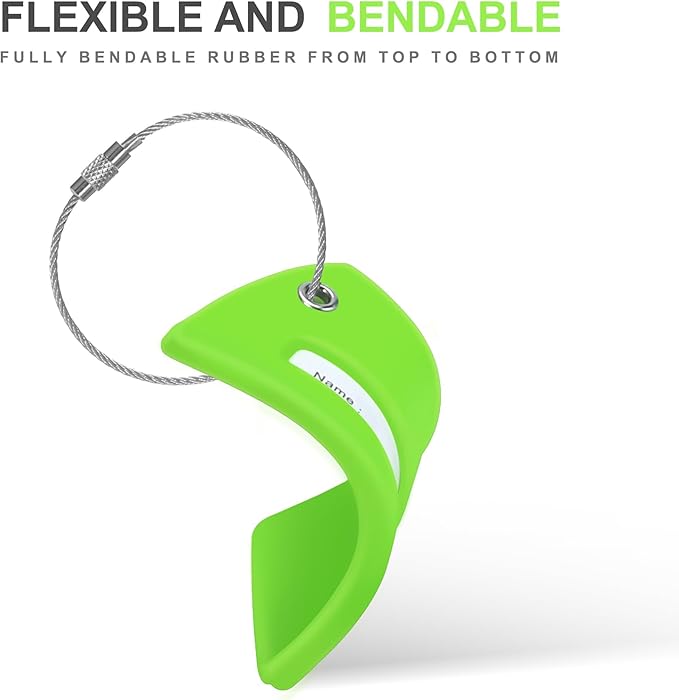 8 Pcs Luggage Tags for Suitcases, 26 Initial Letter Travel Luggage Baggage Identification Labels ID Tags Fully Bendable Tags with Stainless Steel Loop (Letter H, Green)