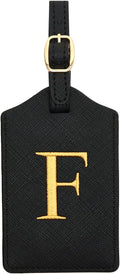 Luggage Tag PU Leather for Suitcase Baggage Handbag Travel Bag Label Suitcase Tag Label Tag w. Name Card & Privacy Cover (F)