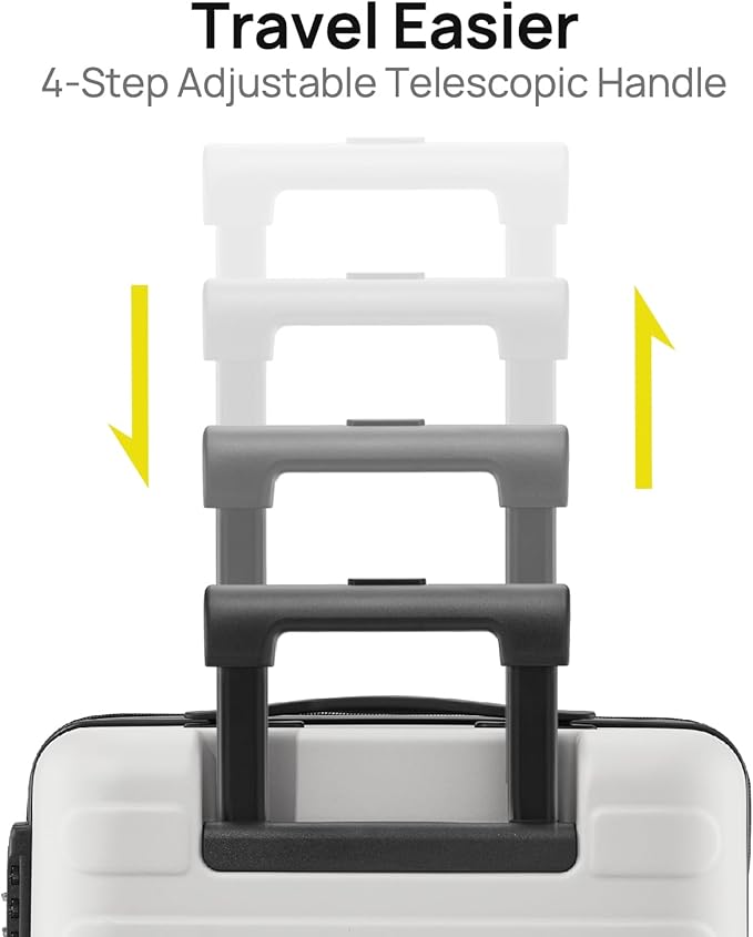 Carry on Luggage 22 X 14 X 9 Airline Approved, 20 Inch Luggage for 3-5 Days Travel, Double Spinner Wheels, 100% Hardshell PC, TSA Lock (05-Lily White (Basic), Checked 24-Inch)