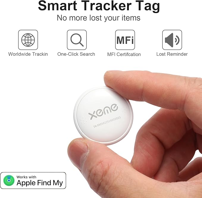 Key Finder, Bluetooth Tracker Locator Pairs with Apple Find My (iOS only), Item Locator Smart Tracker Tag for Keys/Luggage/Wallet, etc. (WHITE-2PCS)