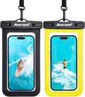 Hiearcool Waterproof Phone Pouch,Waterproof Cell Phone Dry Bag for iPhone,Universal Waterproof Case Beach Essentials for Vacation Kayak Cruise Accessories Must Haves-Black&Yellow-2Pack