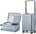 Hanke Top Opening Carry On Luggage, 20 Inch Zipperless Aluminum Frame Wide Handle Luggage, All-PC Hard Shell Trunk Suitcase with Spinner Wheels, TSA Airline Approved (Grey, 40L)