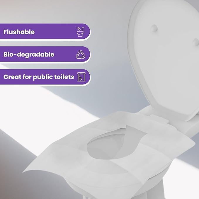 ST&JT Disposable Toilet Seat Covers - Biodegradable, Extra-Large, Eco-Friendly – Travel Toilet Seat Covers Disposable Flushable - Hygienic Protection for Adults & Kids in Public Restrooms (100 Pack)