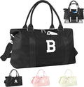 Initial Travel Duffel Bag Sports Gym Bag for Boys Teen Birthday Gifts,Black Personalized Weekender Bag Carry On Tote Bags for Men,Waterproof Overnight Luggage Bag Airplane Travel Essentials(Letter B)