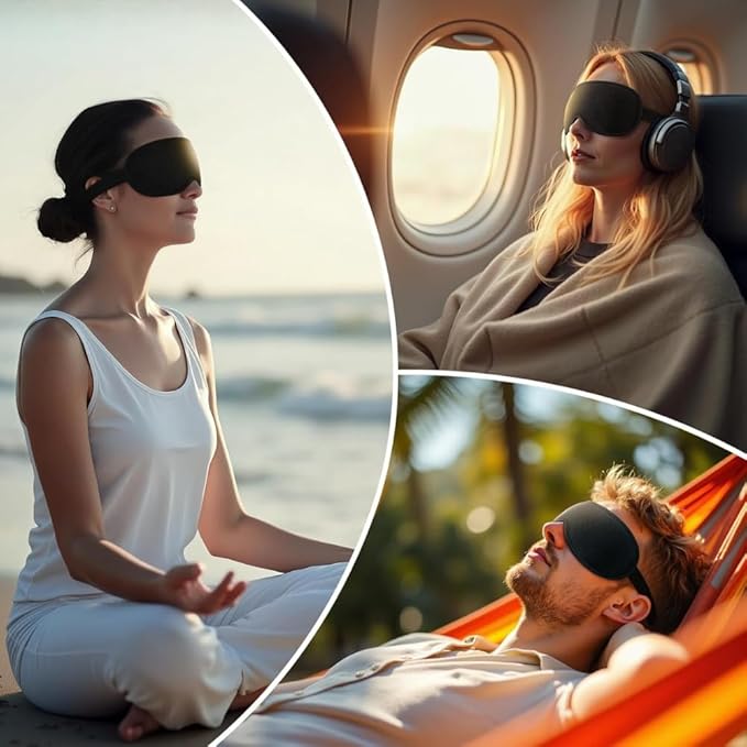 Sleep Mask with Earplugs & Zipper Bag 3D Memory Foam Eye Mask with Nose Support, Lash-Friendly, Blink Freely, Soft, Breathable, Adjustable, for Sleep, Travel, Insomnia, Meditation, Men & Women