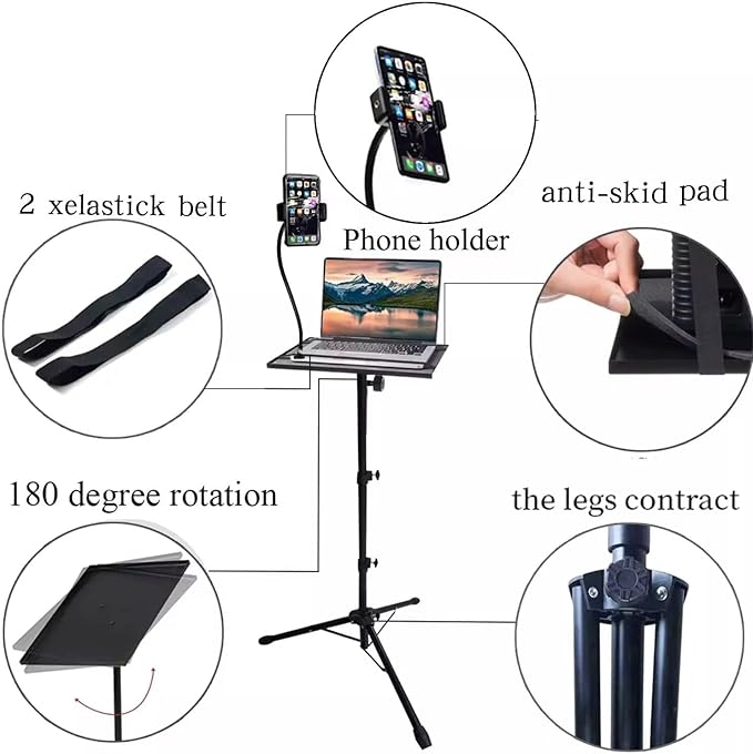 Spark Living-Portable Laptop Tripod Stand – Adjustable Height & Durable Design for Work or PresentationsFoldable Laptop Stand Tripod – Lightweight & Sturdy for Desk or Travel