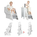Primlect Space-Saving Potty Training Seat with Ladder, Adjustable Step and Toilet Seat Height, Top Handles for Easy Climbing, Easy to Carry, Portable Toddler Toilet Trainer for Small Bathrooms