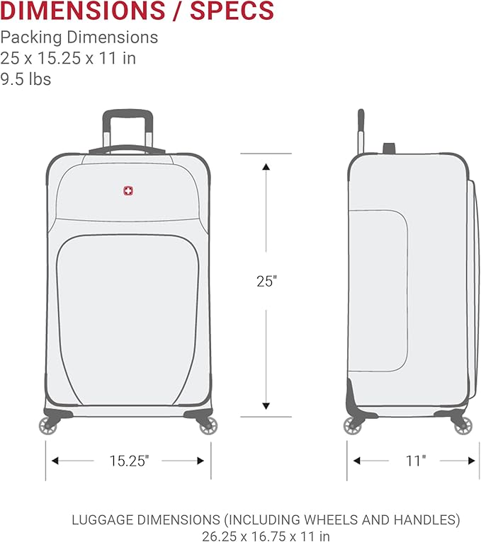 SwissGear Sion Softside Expandable Luggage, Merlot, Checked-Medium 25-Inch
