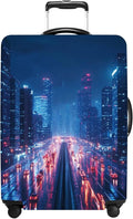 Luggage Cover Washable Suitcase Protector Anti-scratch Suitcase cover Fits 20-34 Inch Luggage (City Night, M(24-26inch suitcase))