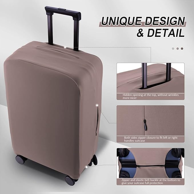 Travel Luggage Cover Suitcase Protector Scratch-Resistant Fit 19-31 Inch, Not Included Suitcase (Khaki, SX(22-23 inch))