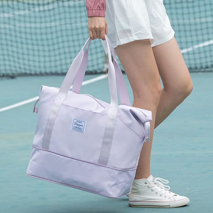 Travel Duffel Bag, Sports Tote Gym Bag, Shoulder Weekender Overnight Bag for Women