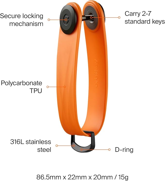 Orbitkey New Active Key Organizer Lite w/updated D-Ring | Weather Resistant, Stainless Steel Locking Mechanism