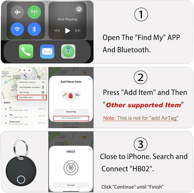 Air Tracker Tags 4 Pack Luggage Tracker Works with Find My (iOS only), Key Tracker, Wallet, Suitcase,Bicycle and More, Replaceable Battery, IP67 Waterproof