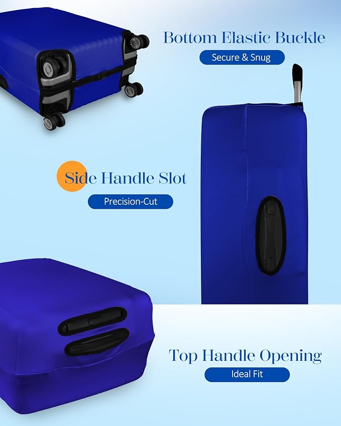 Slohif Luggage Cover for Suitcase Tsa Approved Protector - Luggage Sleeve Suit Case Cover Travel Stretch Large Baggage Case Protective Washable Fit 22-24 Inch Blue
