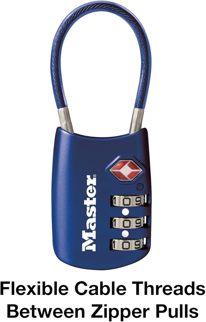 Master Lock Blue Set Your Own Combination TSA Approved Luggage Lock, Travel Zipper Padlock is Perfect for Suitcases, Bags, or Backpacks, 4688D