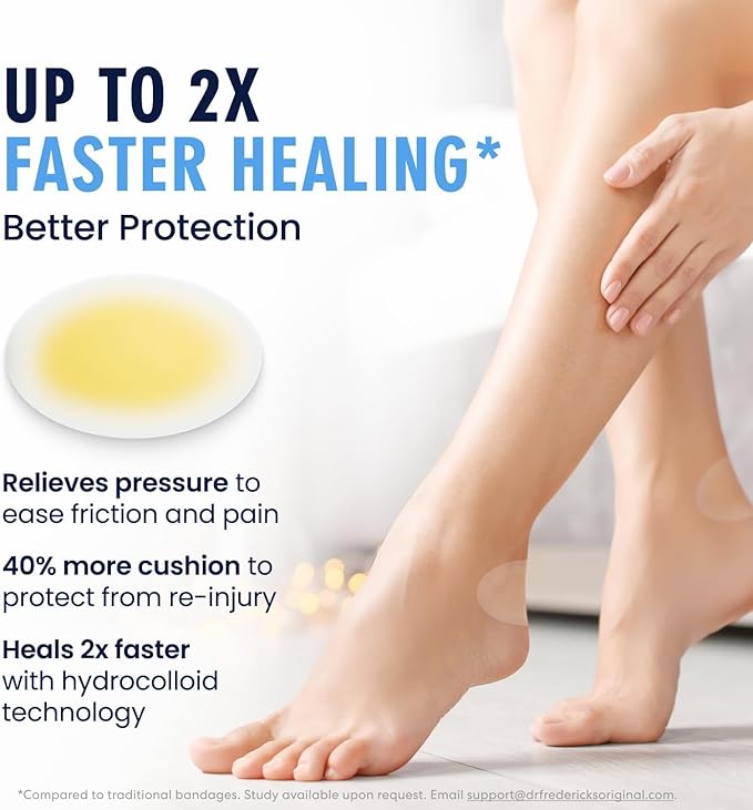 Dr. Frederick's Original Better Blister Bandages - 24 ct - Healing Blister Pads - Grab-N-Go - Water Resistant - 40% More Cushioning - Hydrocolloid - Feet, Toe, & Heel Blister Prevention - Variety Pack