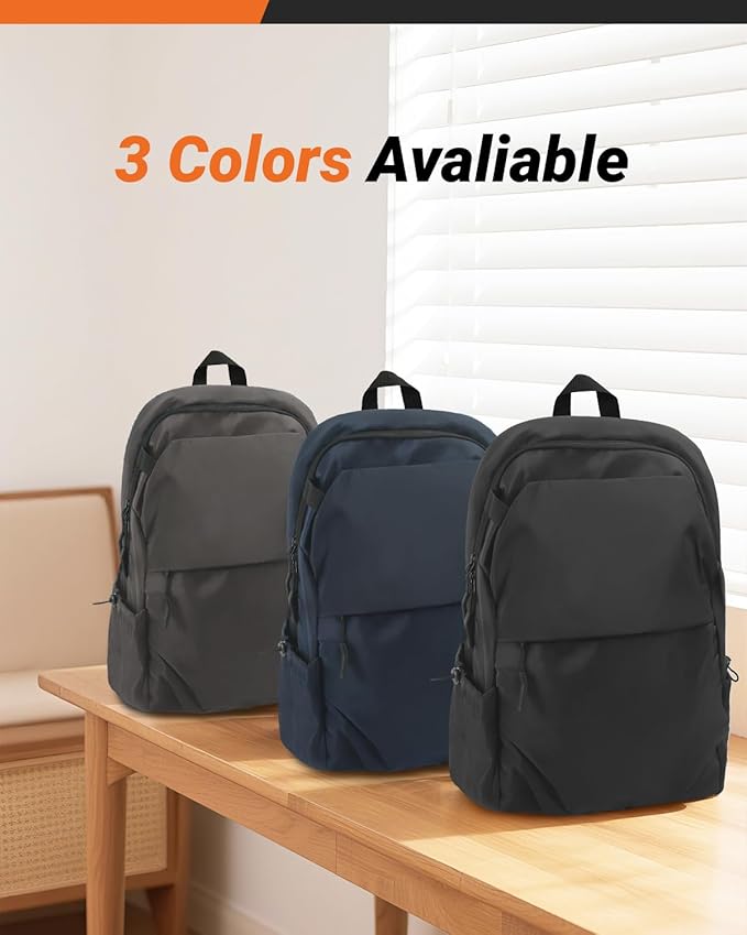 Multi-Pocket Laptop Backpack, 24L Capacity, Fits 14-inch Laptop, 16.9x12.6x5.5 inches, 1.1 lbs, Black/Navy/Gray (Blue)