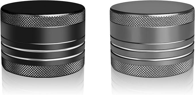 2 Sets Small Pill Box, Portable Daily Box, Aluminium Alloy Round Container for Pills, Pocket Case (Black+Gray)
